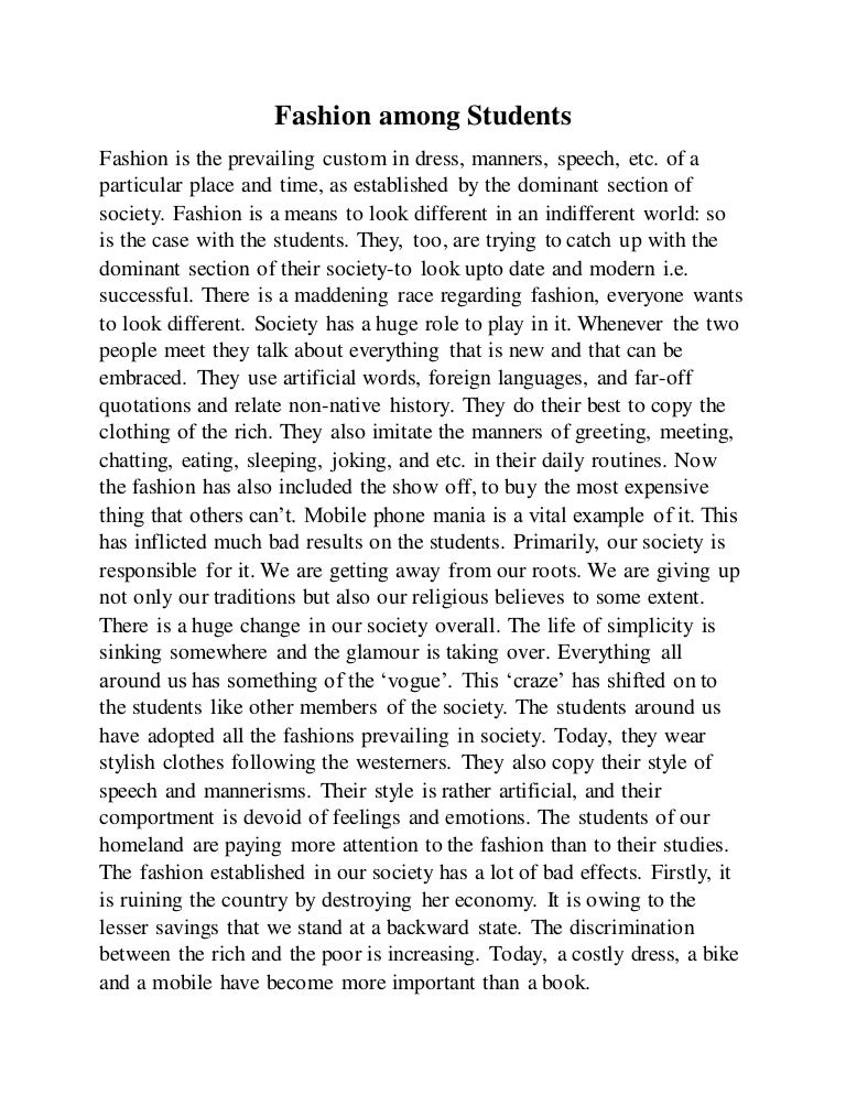 fashion among students meaning in hindi questionnaire fashion among students
